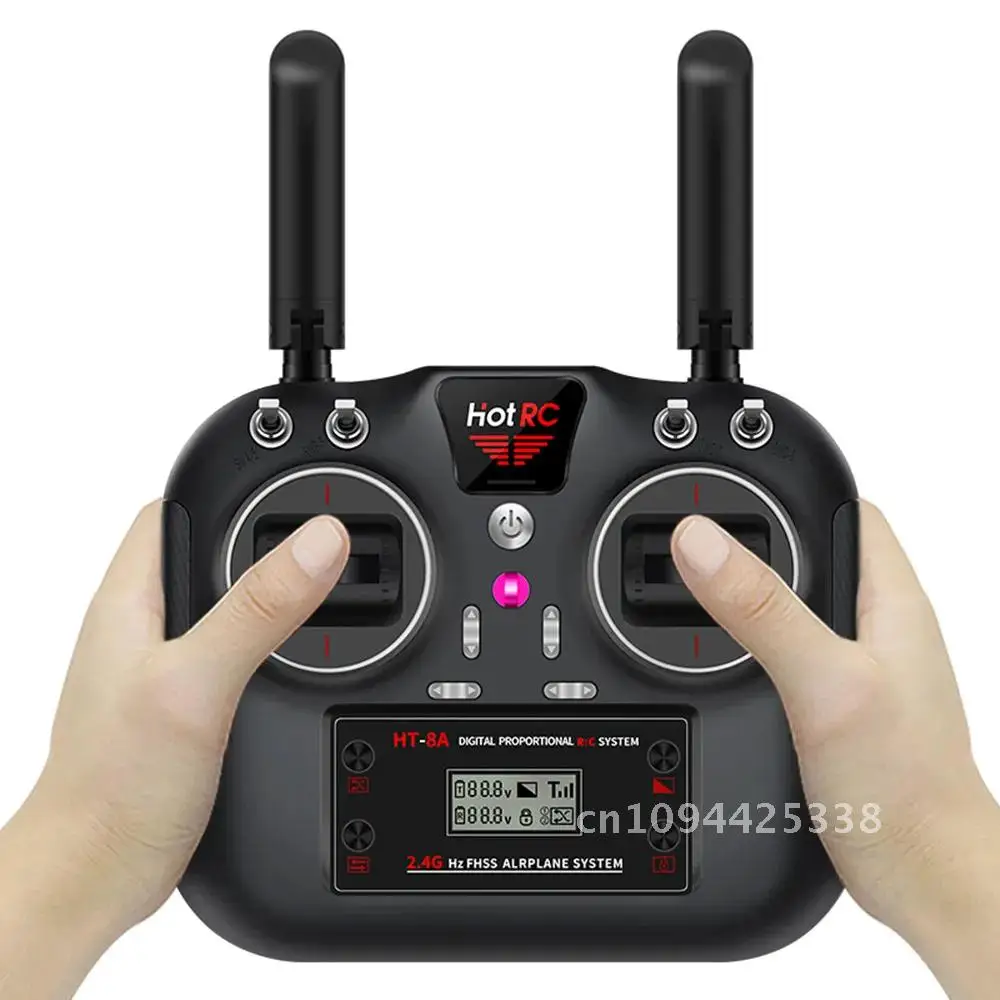 RC Hotrc HT-8A Control remoto 2,4G 8CH transmisor con caja receptor F-08A para RC avión coche barco tanque