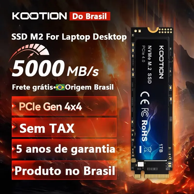 KOOTION M2 SSD NVMe Gen 4 M.2 SSD 2TB 1TB 512GB Disco rígido interno de estado sólido M.2 PCIe 4.0x4 2280 SSD Drive para PS5 Laptop PC