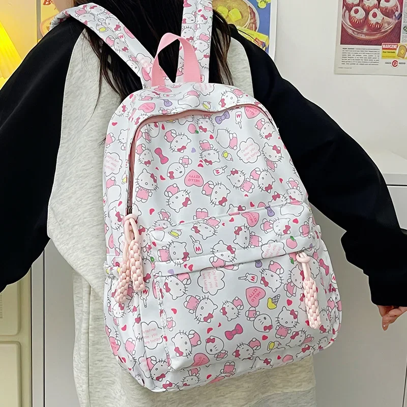 Sanrio student large-capacity schoolbag Japanese kt backpack kt printed girl college backpack girl daily travel surprise gift