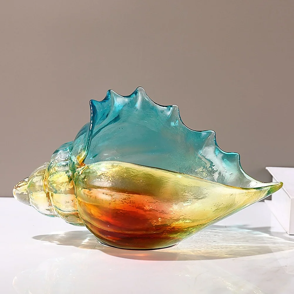 Resin Conch Shell Decor Box Colorful Modern Style for Keys Entryway Console Table Living Room Accent 23.5x12.5x12.5cm