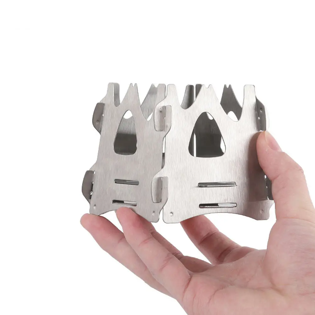 

Portable Stainless Steel Wood Burning Stove Outdoor Bbq Grill Camping Stove Lightweight Foldable Wide Opening Design For