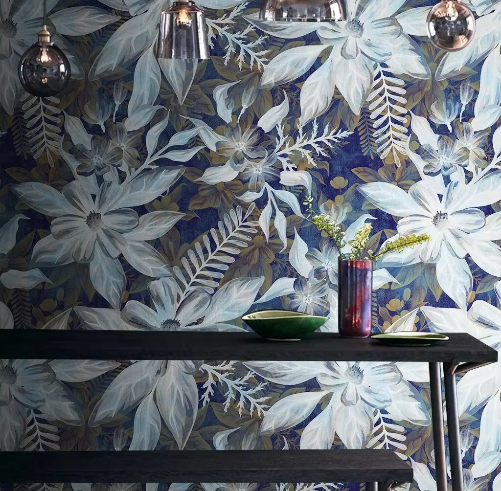 Custom Wallpaper Large Mural European Style Retro Hand Painted Rainforest Animal Rhesus Monkey Tiger Parrot Mural