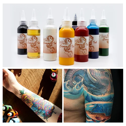 Tinta para tatuajes temporales, aerógrafo semipermanente, tinta común falsa para arte corporal, pintura de tinte brillante, pigmento de belleza, suministros de maquillaje, 100ml