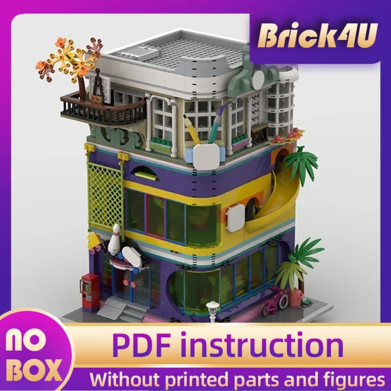 

Технические Moc Bricks, городская модель с видом на улицу, Halohalo Tower, модульные строительные блоки, подарки, игрушки для детей, наборы «сделай сам», сборка