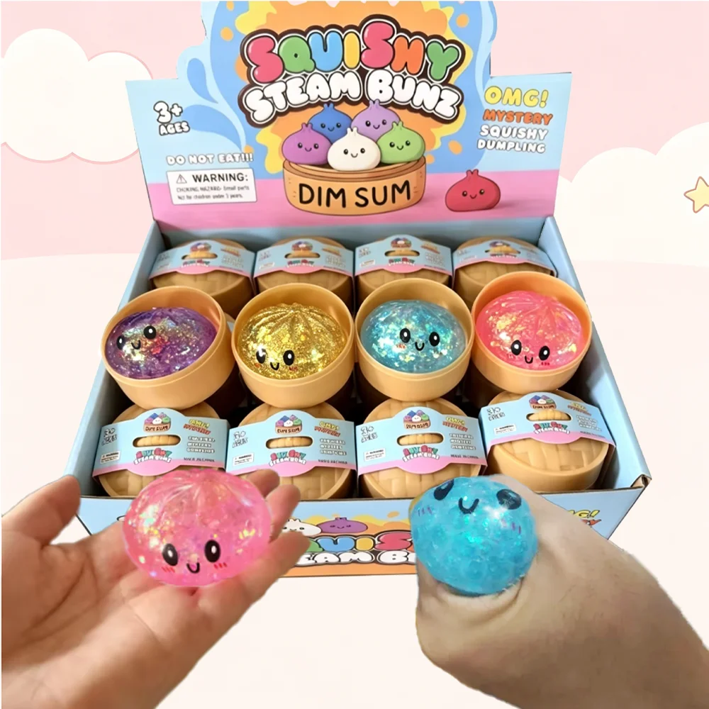 Neuer Glitzer-Dumpling, Glitzer-Dumpling Squishy mit Box, Dumplings Sensorisches Quetschspielzeug zur Stresslinderung