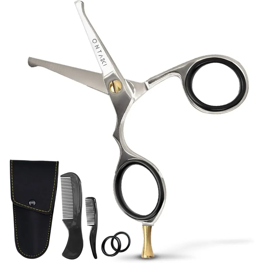 

Японские стальные ножницы для бороды 4,2 Борода Усы Нос Уши Обрезка волос Серебряные ножницы для кутикулы с закругленным кончиком и эргономичной изогнутой