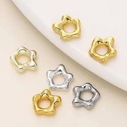 5/10Pcs 14/18K Gold Color Plated Brass Irregular Flower Shape Beads for DIY Bracelet Necklace Jewelry Making Accessories