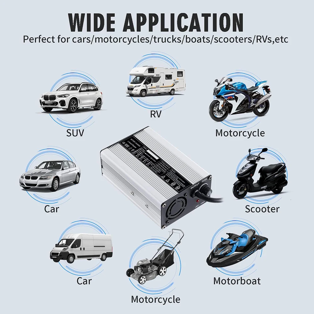 Ładowarka 58.4V 10 A 58.4V 10A ładowarka LiFePO4 czerwona aluminiowa obudowa używana do akumulatorów LiFePO4 16S 48V 51.2V