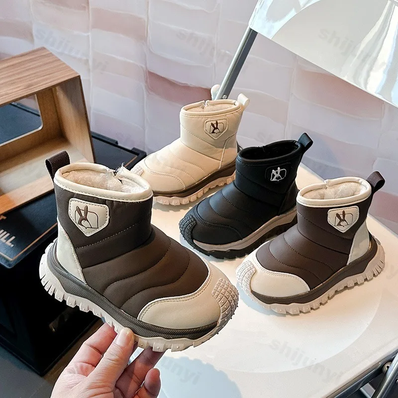 

Детские теплые модные повседневные хлопковые зимние ботинки в стиле ретро на толстой подошве, зима 202, мягкие удобные универсальные зимние ботинки на массивном каблуке для мальчиков