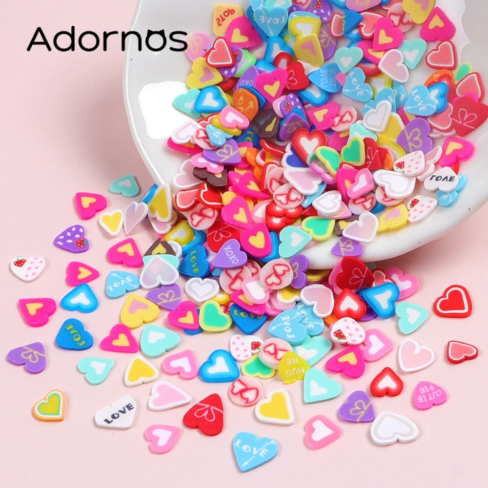 Resin Filling Love Heart Polymer Clay Slices Valentine Kawaii Heart Clay Sprinkles DIY Craft Slime Filler Nails Art Accessories