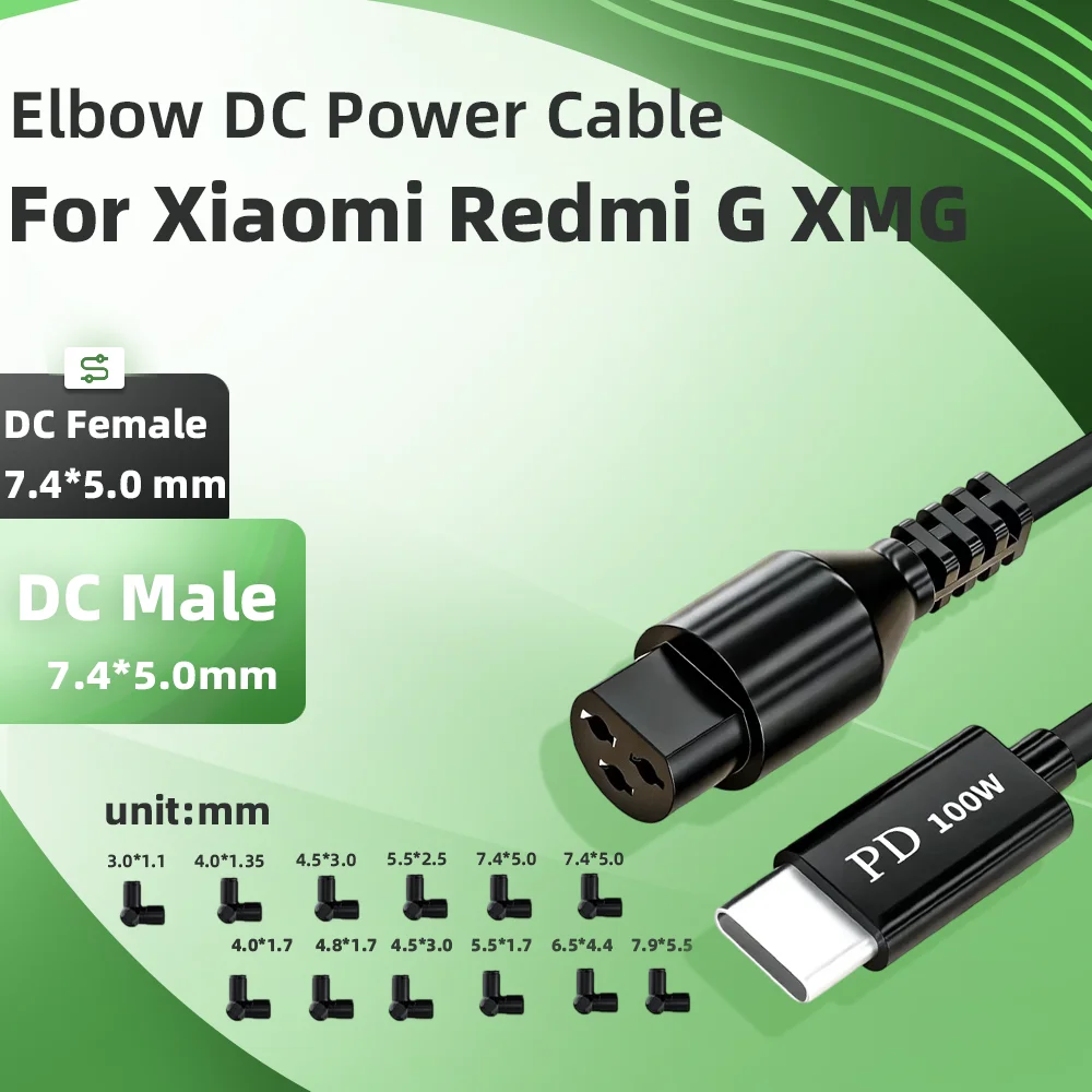 100W PD USB-C to DC Male Cable Portable Fast Charging Adapter Wire For Lenovo Asus Dell Laptop Universal DC Power Supply Cord