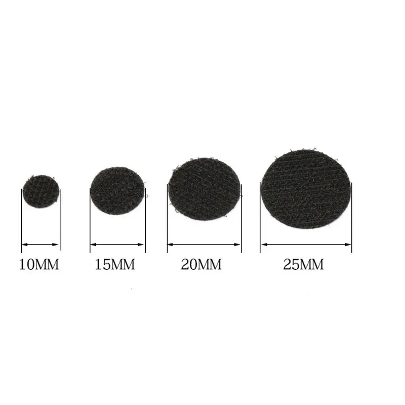 10/15/20mm Self Adhesive Fastener Tape  White Black Hook Loop Sticker Round Strong  Sticker Round Coins Nylon Tape