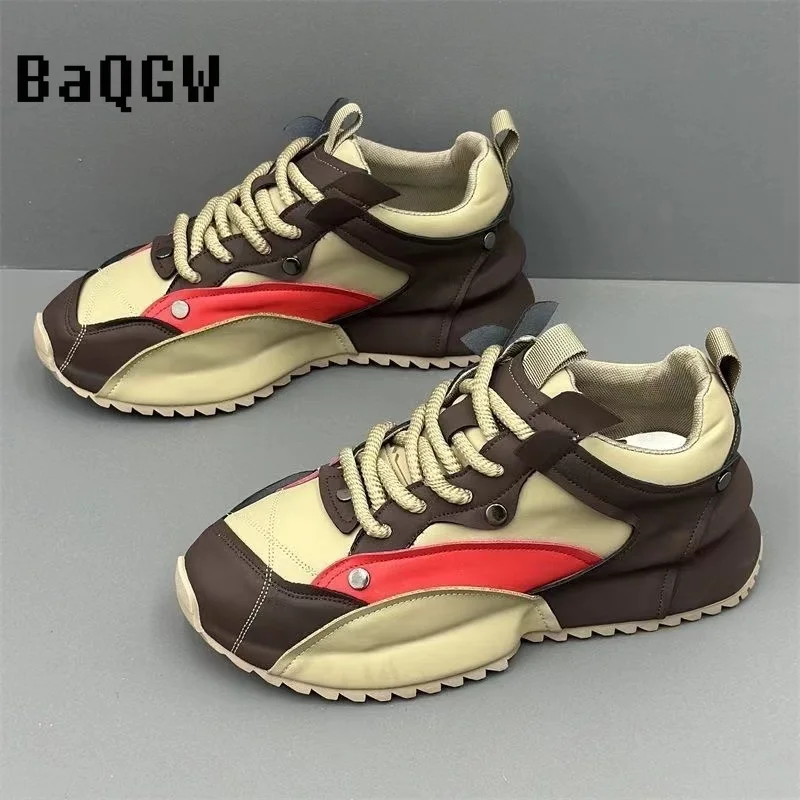 

Chunky Sneaker Men Designer Cover Bottom Board Shoes Fashion Casual Genuine Leather Cowhide Increased Internal Platform Shoes