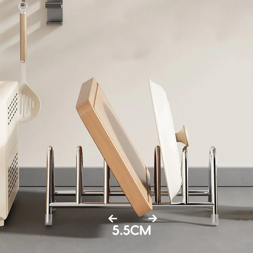 Portaoggetti per coperchio per pentola in acciaio inossidabile Porta coperchio per pentola verticale antiruggine Porta tagliere salvaspazio a prova di umidità