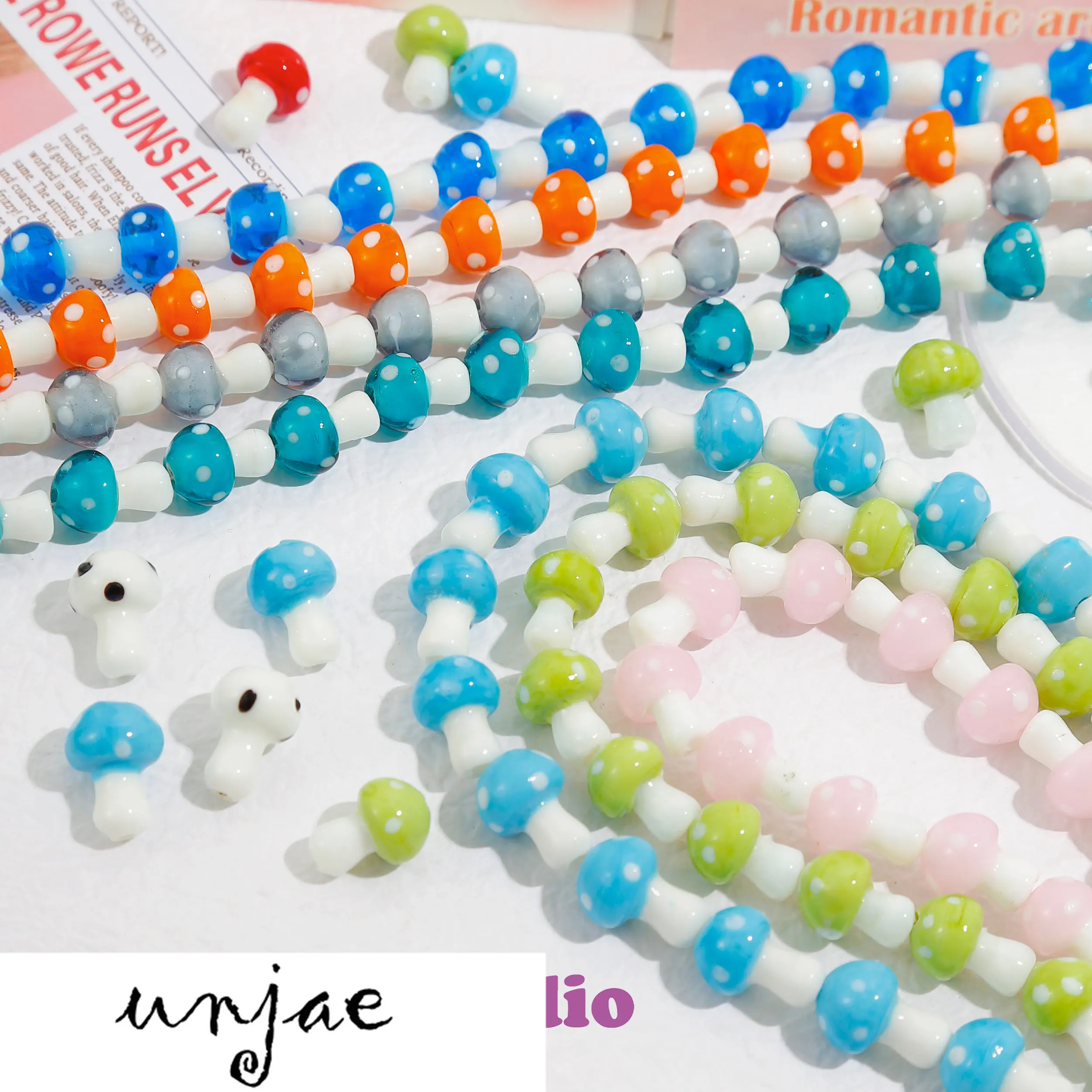 Cute ins Japanese Fat Huhu Handmade Glass Mushroom Loose Beads diy Handmade Beaded Necklace Bracelet Material Accessories