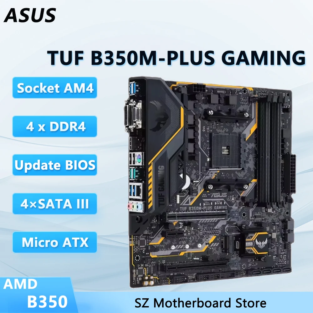 Placa base ASUS TUF B350M-PLUS GAMING AM4 compatible con CPU AMD B350 Ryzen 7 2700X Ryzen 5 3400G Ryzen 9 3900X ram DDR4 Micro ATX.