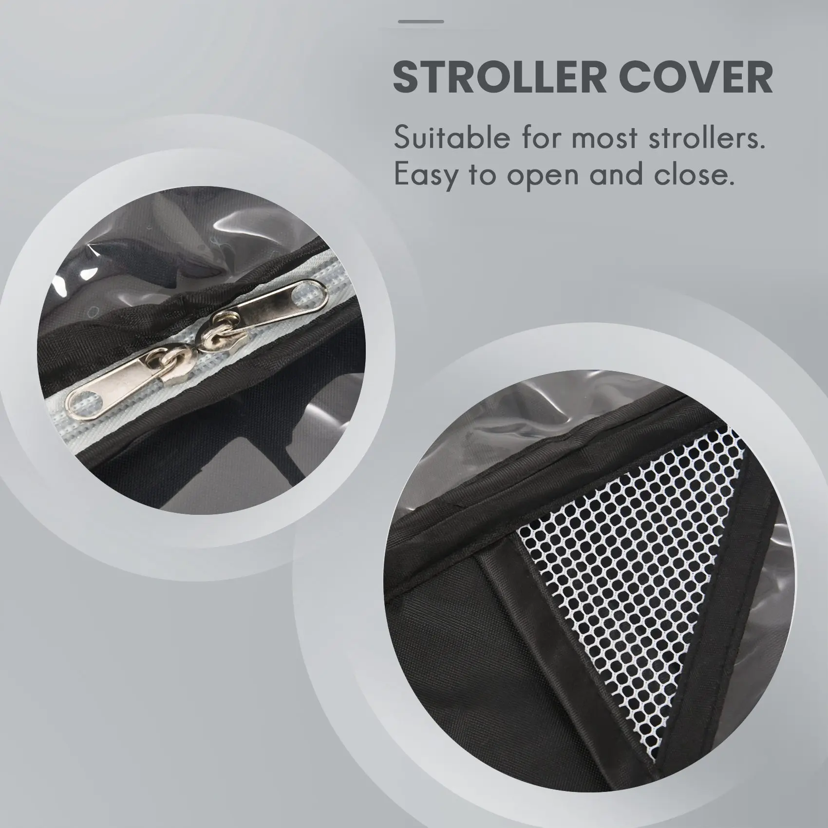 Universal Stroller Rain Cover Waterproof Wind Dust Shield Baby Stroller Pushchair Pram Newborn Stroller Cover-Black