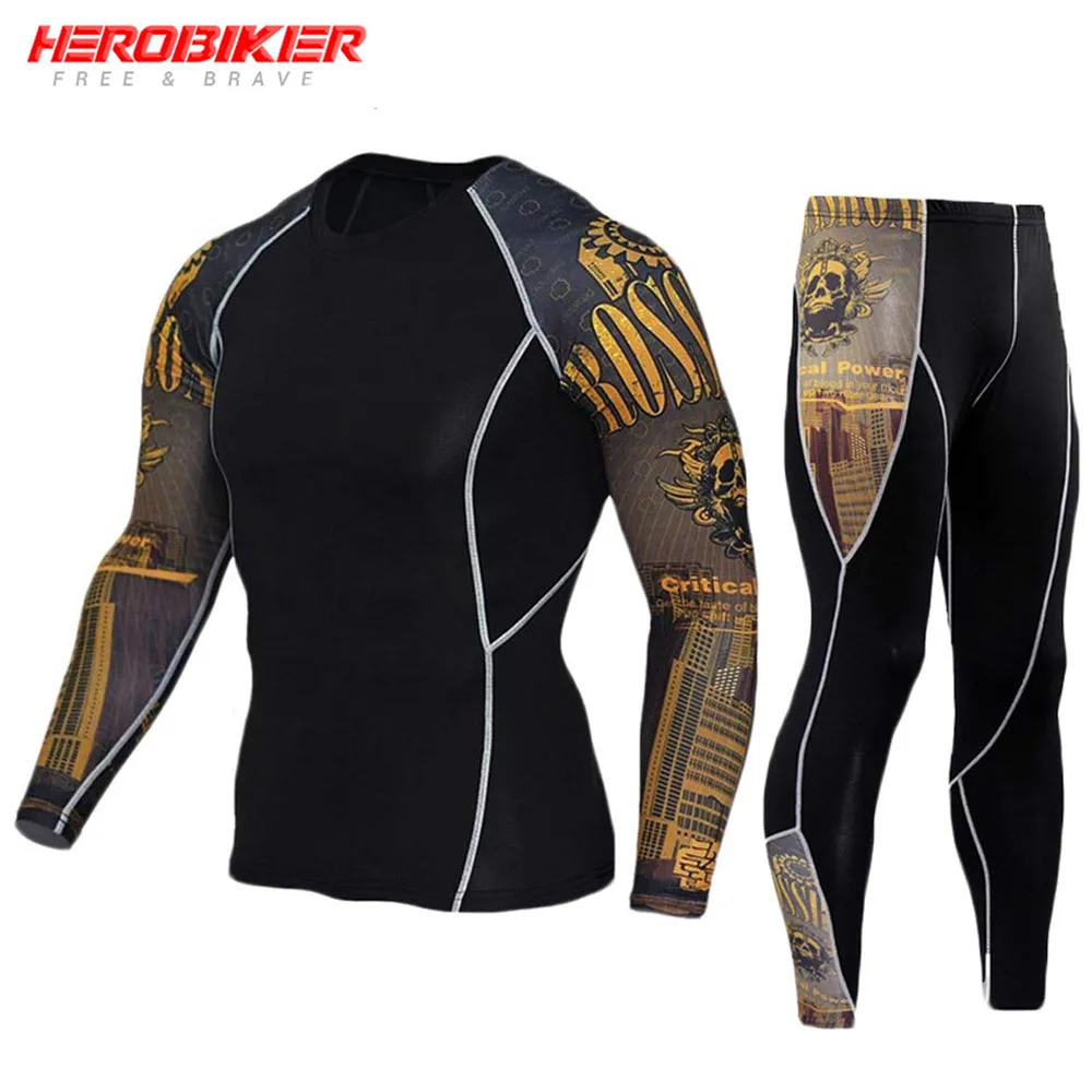 

Motocross Offroad Suit Men's Workout Jogging Sports Set Motorcycle Sports Tight Base Layer Suit Quick Dry Moisture-Wicking