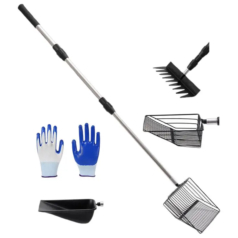 

Chicken Poop Scooper Chicken Coop Litter Scoop With Extendable Handle Multifunctional Cleaning Tool With 4 Shovel Heads For