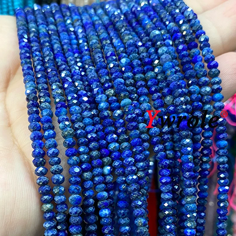 Faceted Abacus 3x4MM Colorful Lapis Lazuli Natural Stone Rondelle Spacer Beads for Jewelry Making Diy Bracelet Accessories 15''