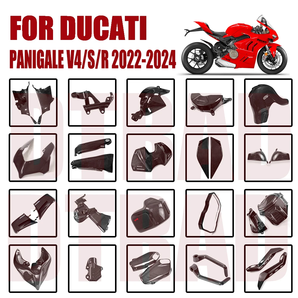 For DUCATI Panigale V4 S R 2022 2023 2024 Carbon Fiber Body & Frame Cover Full Fairing Kits Motorcycle Accessories Plain Gloss