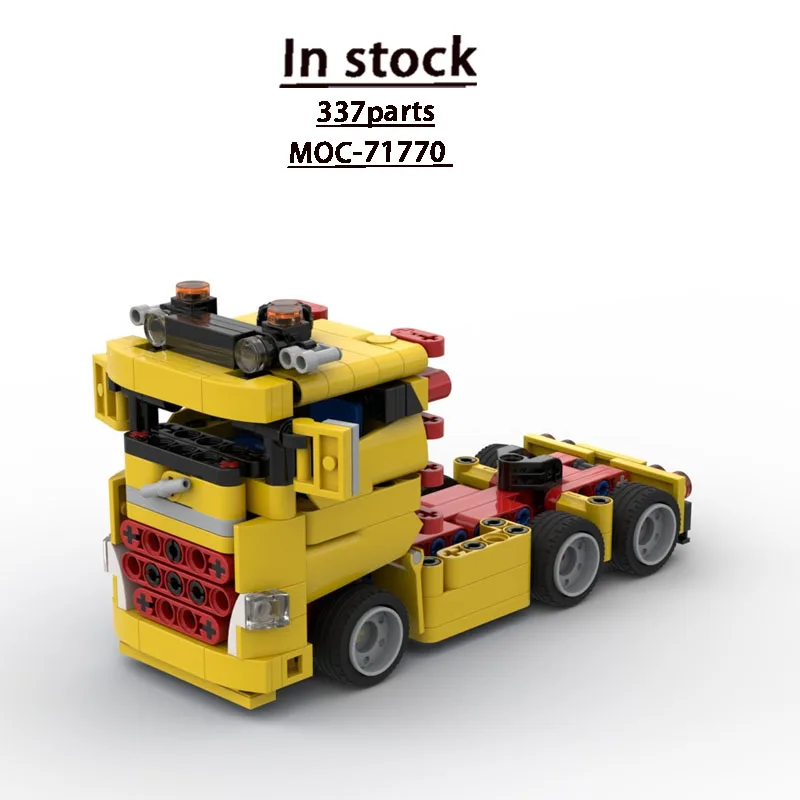 

MOC-71770 Новая классическая желтая мини-модель полуприцепа из строительных блоков, 337 деталей, подарок для мальчиков на день рождения или Рождество