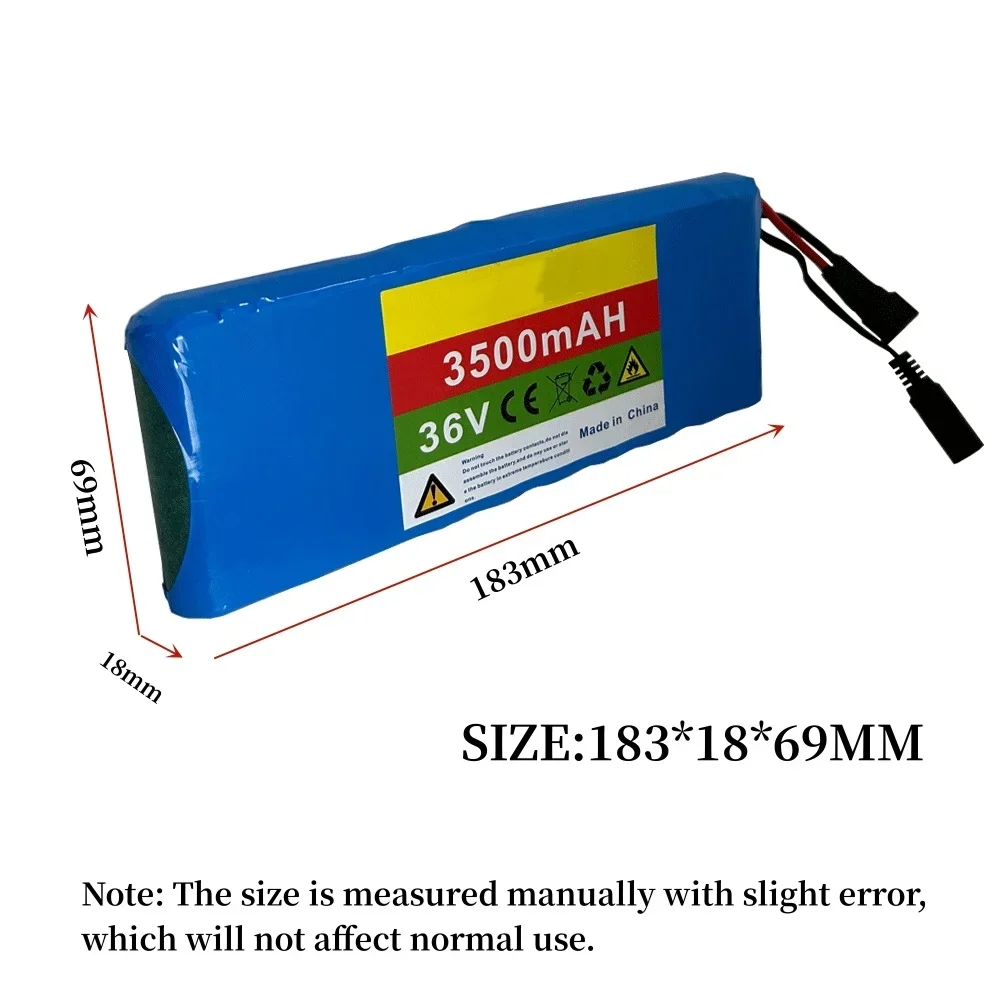 10S1P 36V 18650 Rechargeable Lithium Battery Pack 20A High Power 3.5Ah Suitable for Equipped with Built in BMS+42V 2A Charger