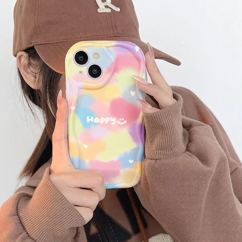 3D Wavy Edge Case Compatible For IPhone 11 12 13 14 Pro Max XR 7 8 6 6S Plus X XS SE2 Flower Graffiti Soft TPU Cases Cover Funda