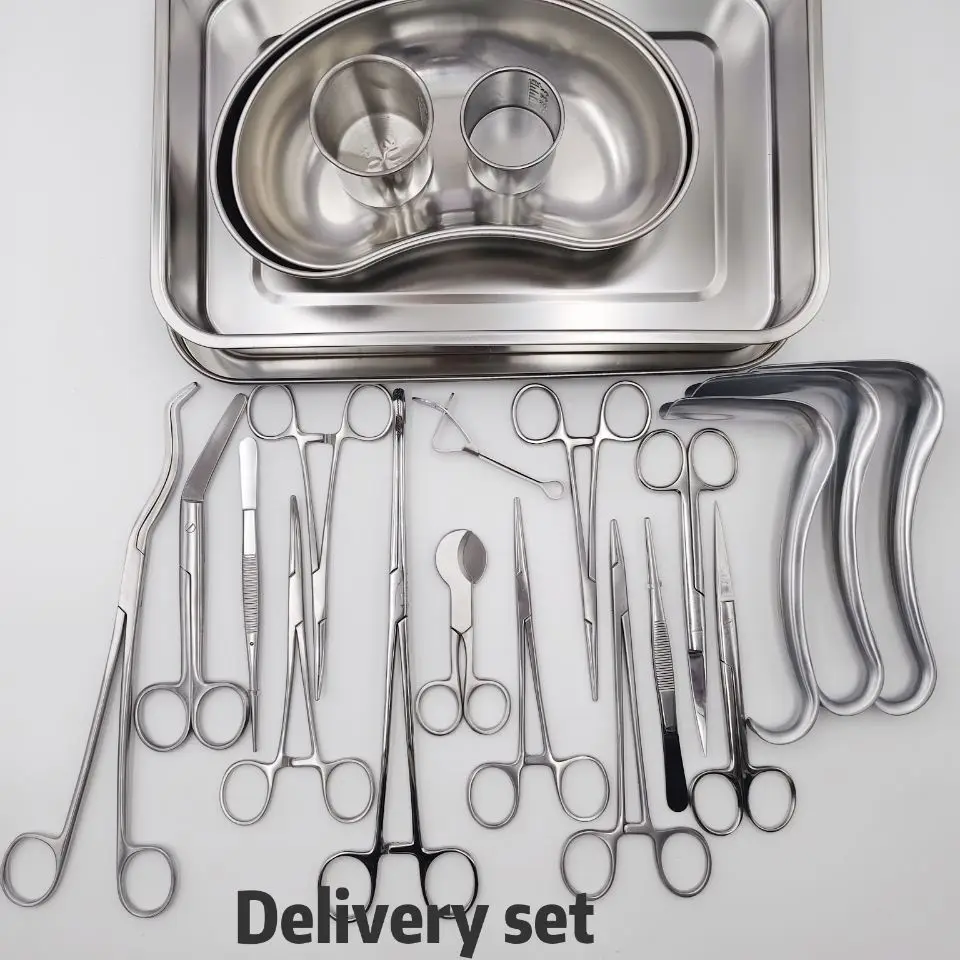 Medical suture removal and suture kit, dressing change instrument set, basic obstetrics and delivery instrument kit