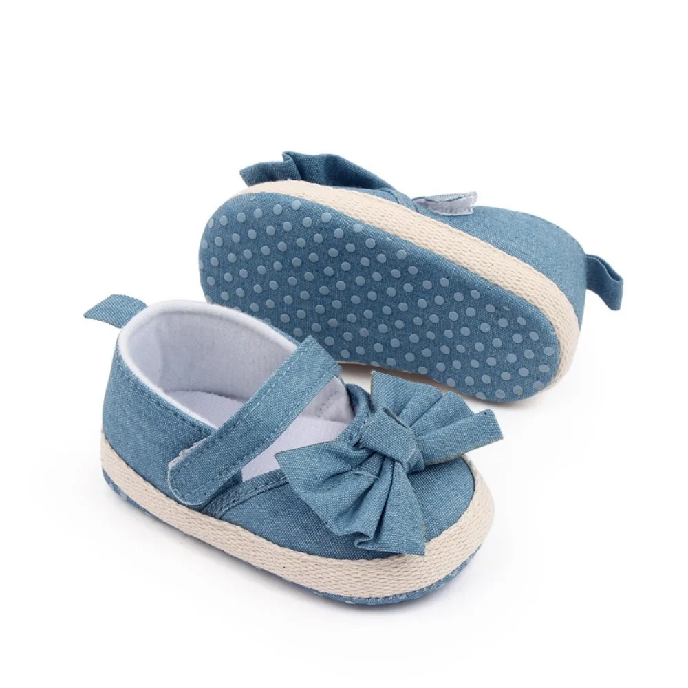 Baby Girl's fundo macio sapatos de lona, anti derrapante, leve, boca rasa, infantil meninas, novo, 0-18 meses, 1 par