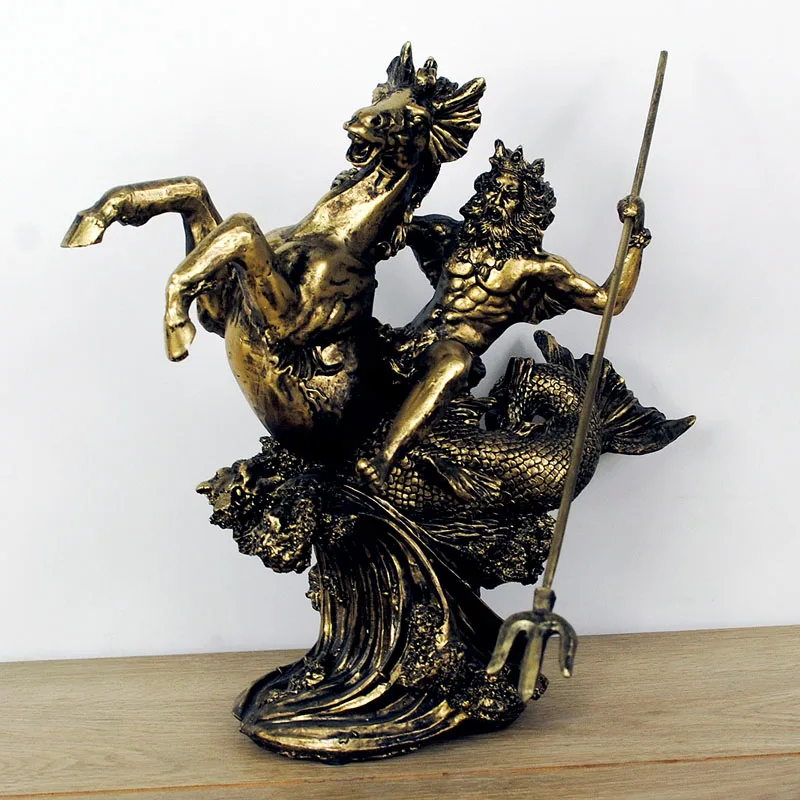 Greek mythology trident Neptune Poseidon statue sculpture European retro ornament ornament handicraft decoration