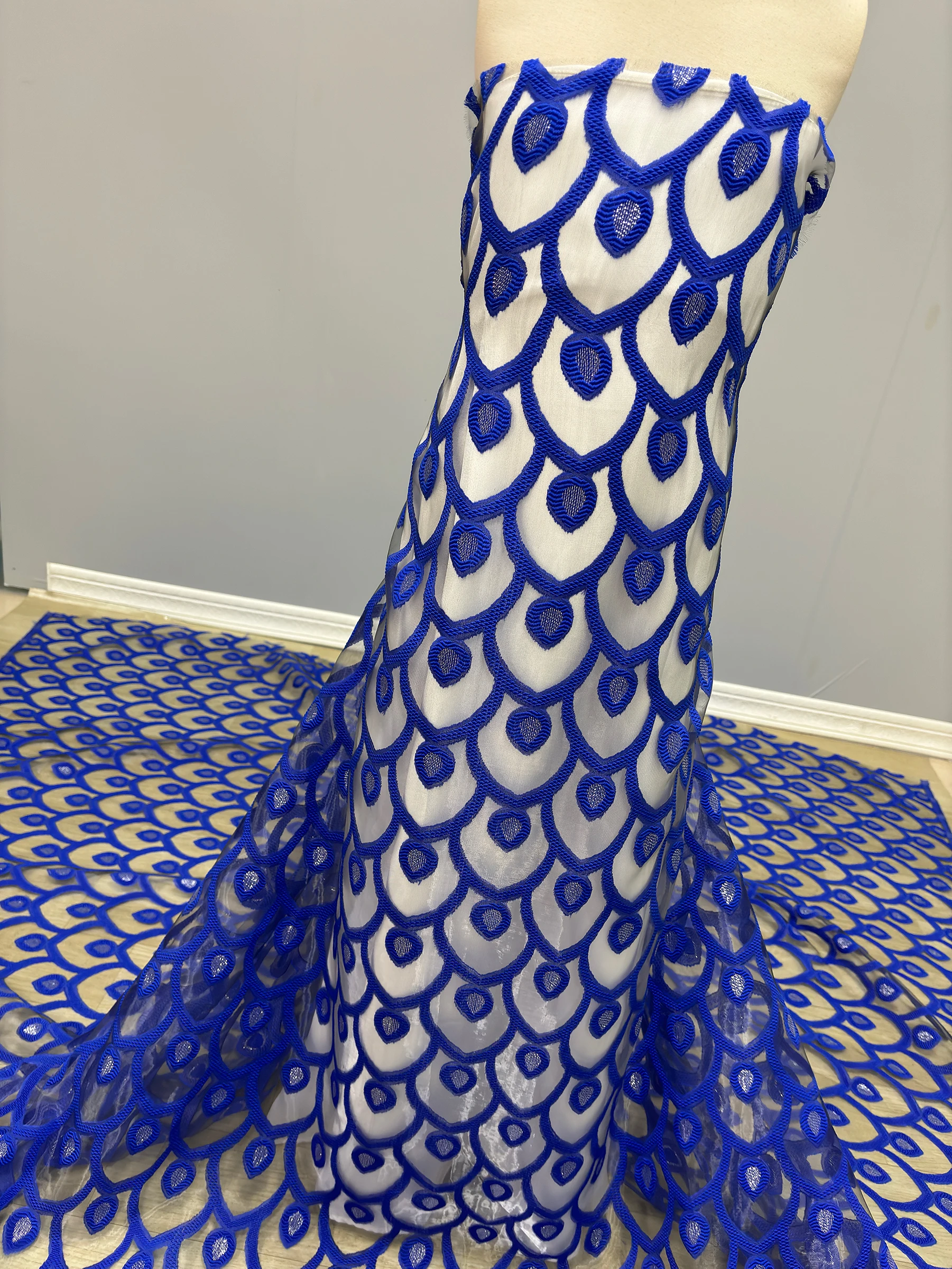 

White French Tulle Jacquard Lace Fabric 2025 High Quality 5 Yards African Gilding Organzn Lace Fabric foe Nigerian Women Dress