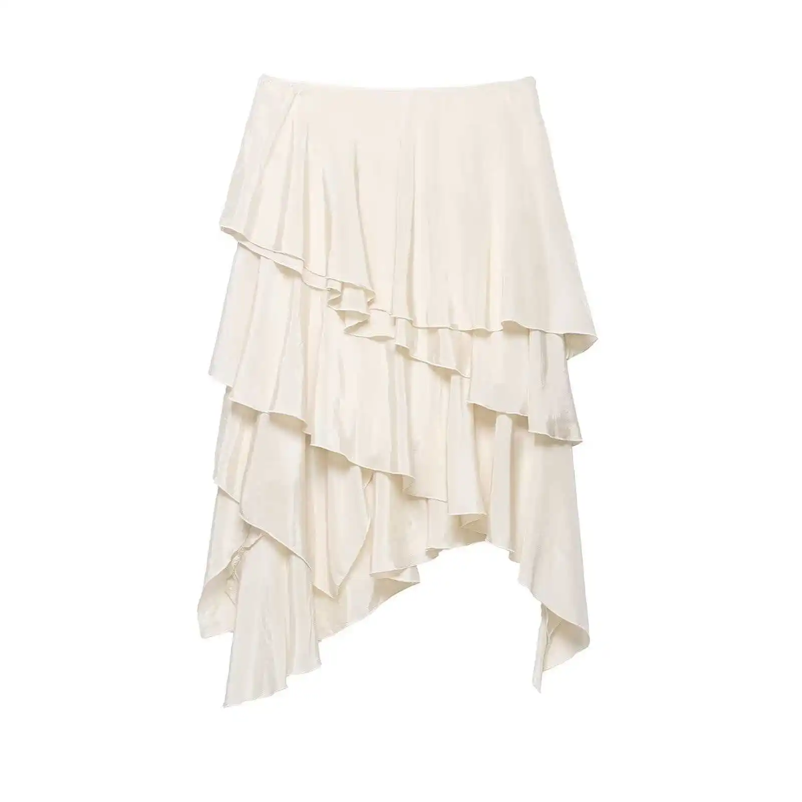 2026 Spring and Summer European and American Women's Clothing Simple and Versatile Irregular Lotus Leaf Edge Women's Skirt
