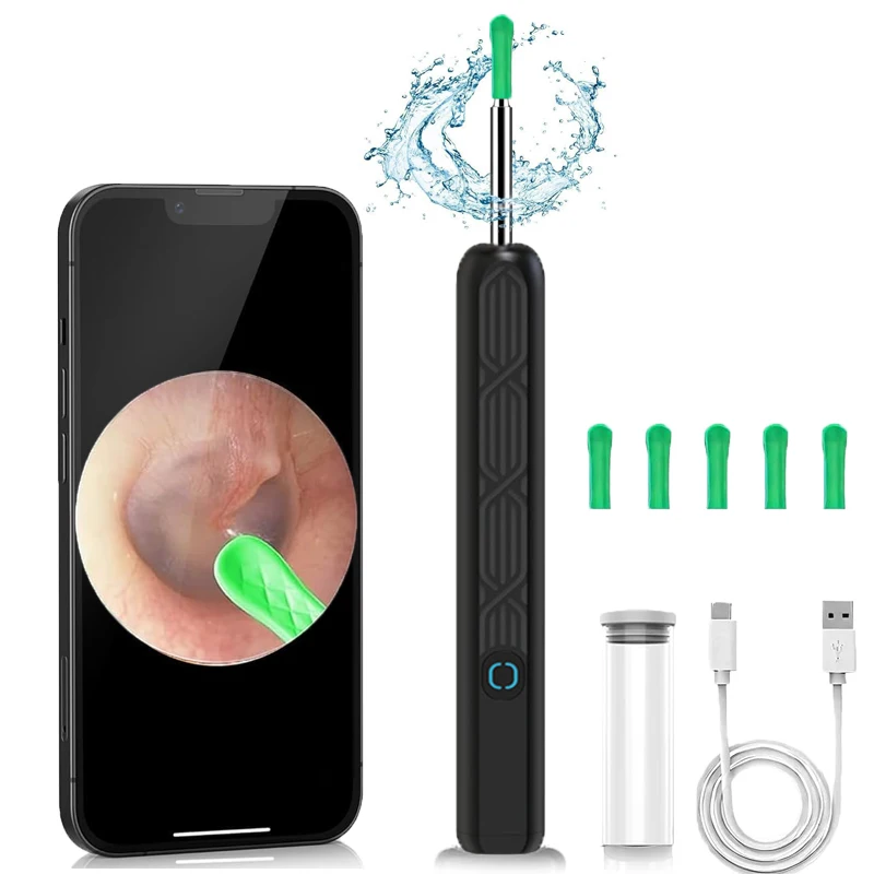 Smart Visual Ear Cleaner with Camera Ear Sticks Waterproof Wireless Cleaning Endoscope for Ear Picking 6 LED Lights Earpick
