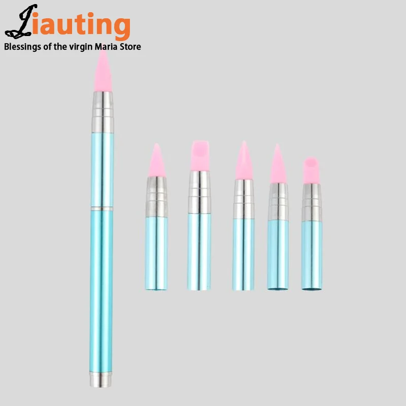 

Hot Sale 1Set Nail Art Pen Silicone Carving Flower Sculpting Pen Adjustable Glue Stick Embossing Brush Professional Manicure Pen