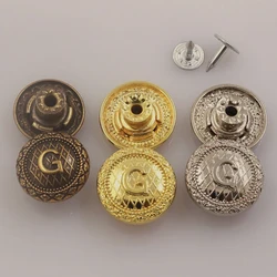 6pcs Fashion Design G Letter Metal Luxury Snap Button with For Jeans Pants Clothing Accessory Golden Silver Garment Decorative
