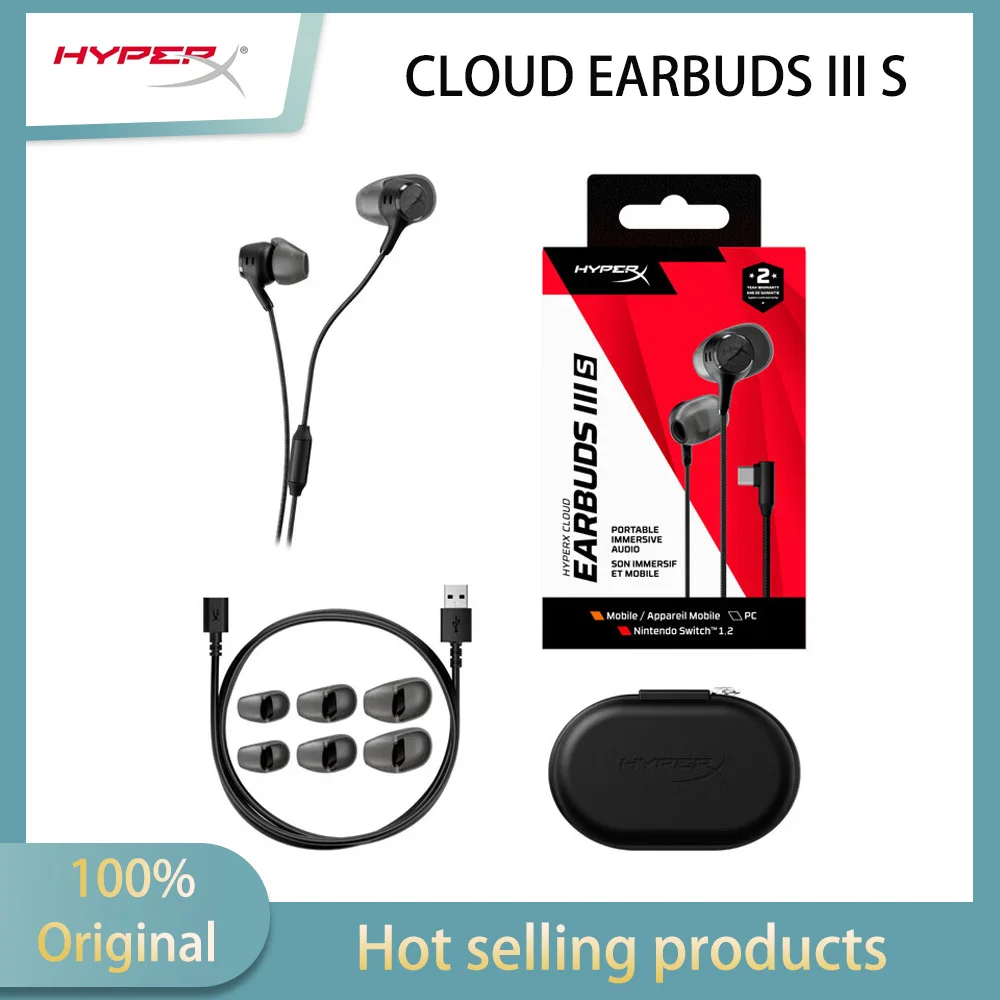 HYPERX Cloud Earbuds III S In Ear Universal Gaming Earbuds New 14.3mm Driver Unit Surround Sound USB-C Interface Wire