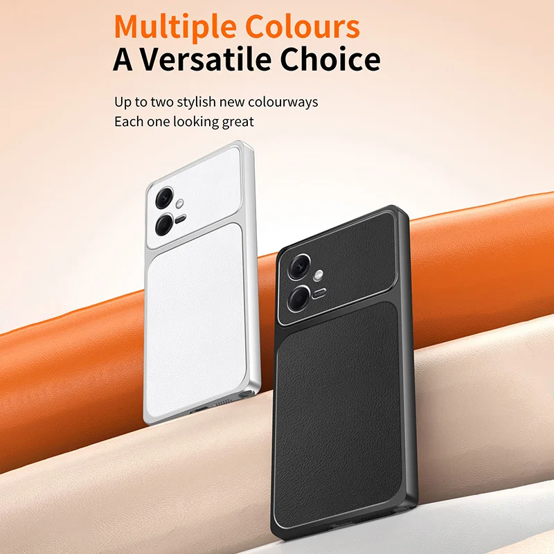 

Shock-Resistant Lambskin Covers with Soft-Edge Silicone Armor for Xiaomi Redmi Note12 Textured Phone Case Minimalist Lychee Peel