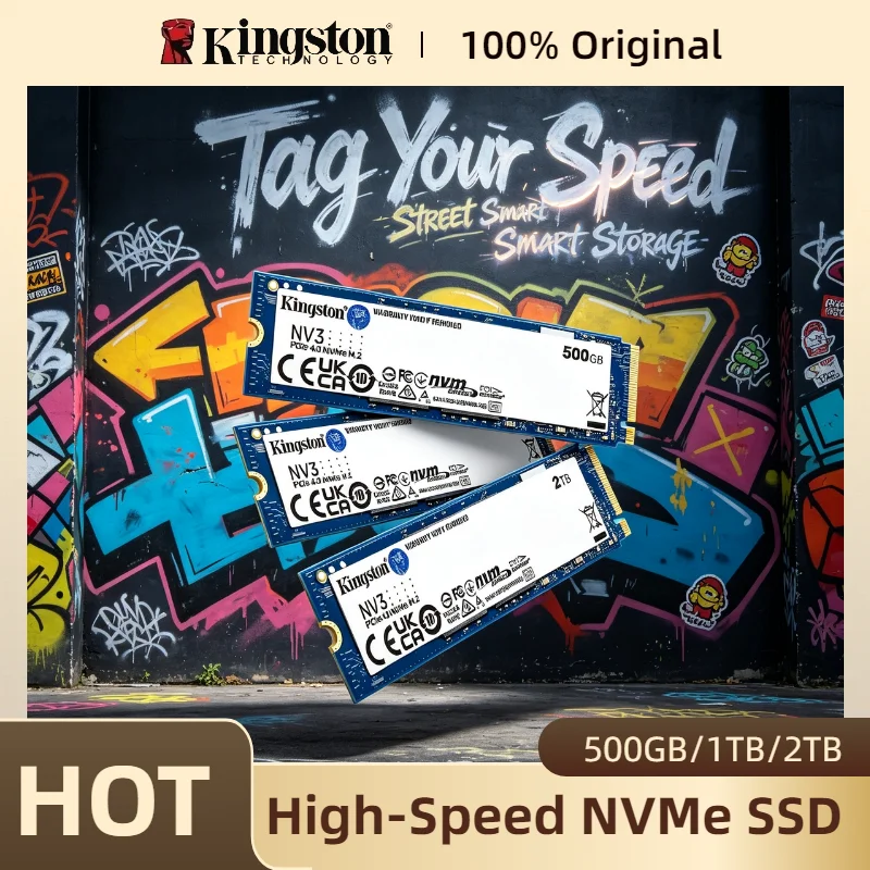 SSD Interno Kingston NV3 PCIe 4.0 M.2 2280 NVMe de até 6000MB/s, 500GB, 1TB, 2TB para Laptop e Desktop Profissional