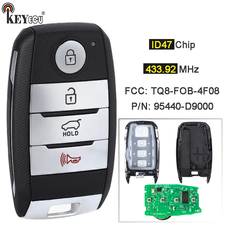 

KEYECU 433.92MHz ID47 Chip TQ8-FOB-4F08 P/N: 95440-D9000 Keyless-Go Smart Remote Key Fob for Kia Sportage 2016 2017 2018 2019