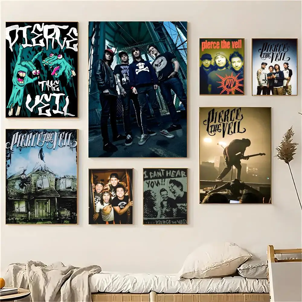 Pierce The Veil Band Poster Self-adhesive Advanced Aesthetic Printing Paper Wall Art for Living Room Home Decor