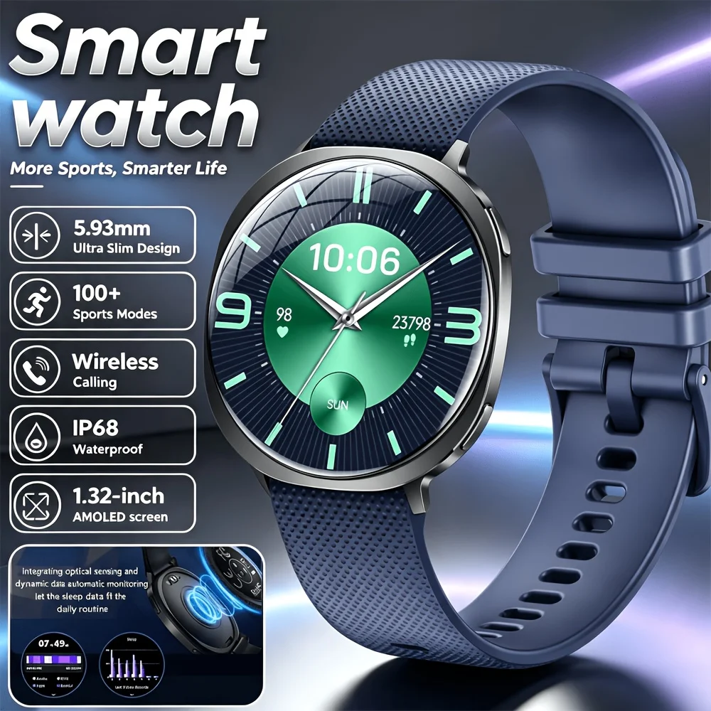 2026 New Model Smart Watch 1.32-inch AMOLED Touchscreen Fitness and Sports Watch - Bluetooth Calling Heart rate sleep monitoring