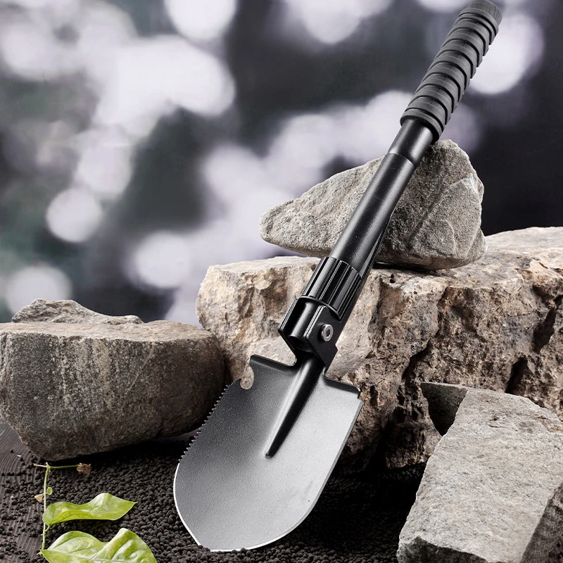 New Design Portable Tactical Shovel Outdoor Multipurpose Camping Folding Survival Mini Shovel with Rubber Handle