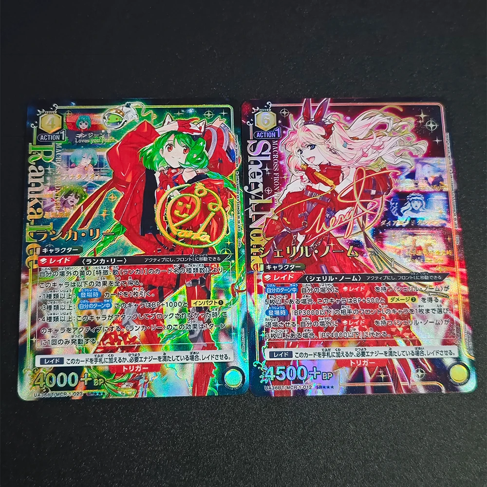 Anime Union Arena Collection Card Macross F Ranka Lee Sheryl Nome Signature Card Vergulden Getextureerde Breking Flash Card Kid Gift