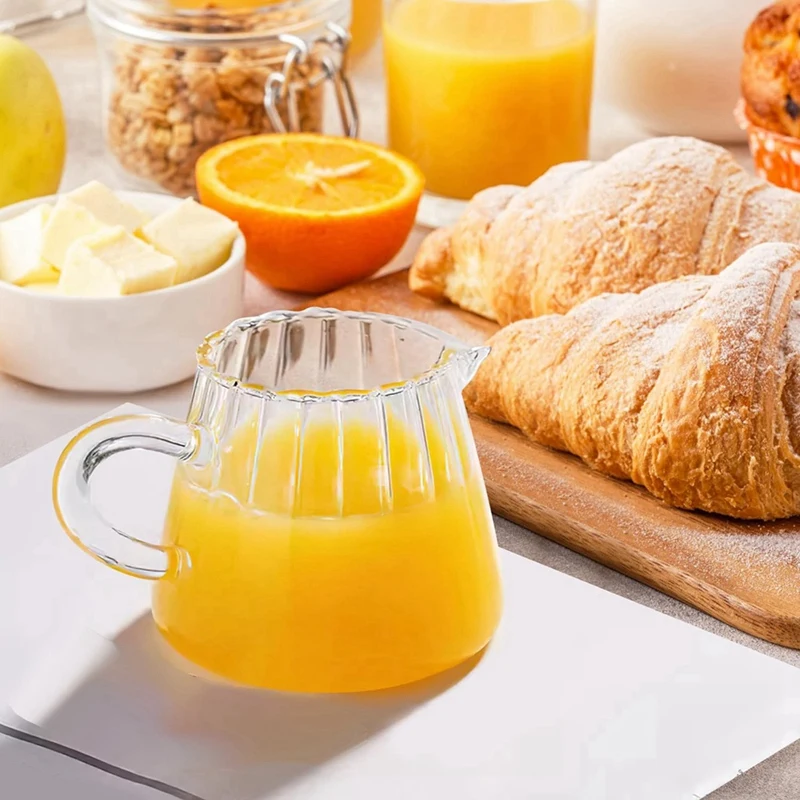 إبريق كريمر زجاجي على شكل موجة ، إبريق شاي زجاجي ، مزبد حليب وقهوة ، 2 way