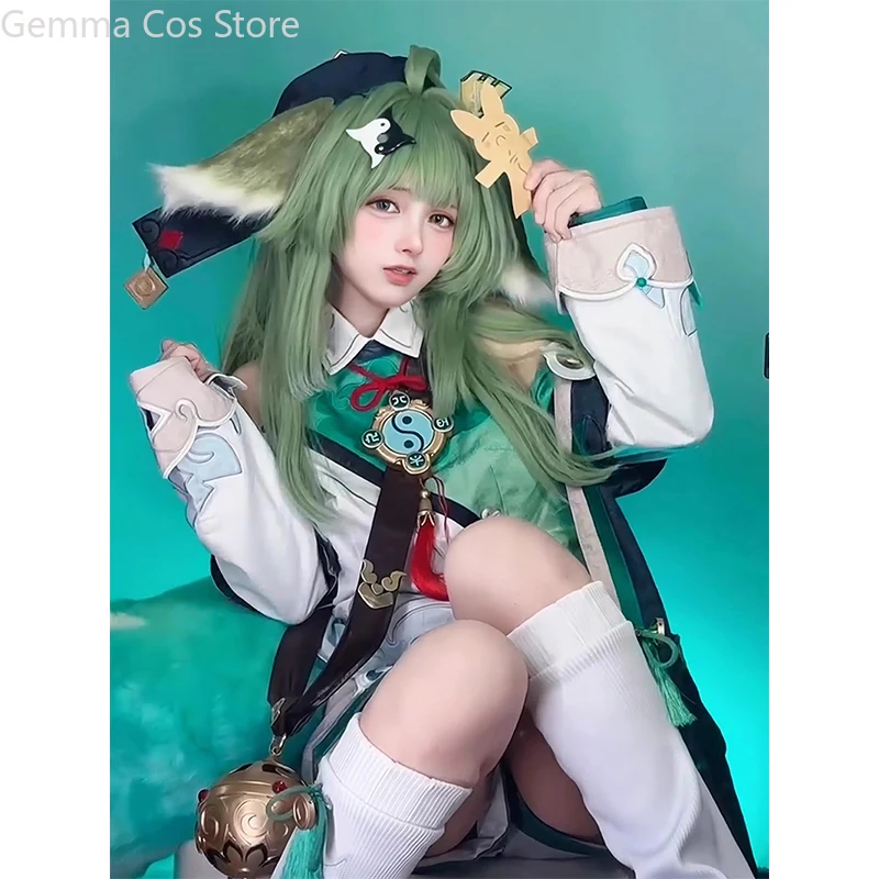 

Game Honkai: Star Rail Huohuo Cosplay Costume Dress Hairpin Foxian Ten-Lords Commission For Women Girls Halloween