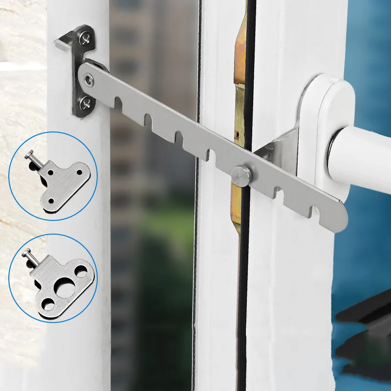 Adjustable Plastic Steel Window Stopper Lock Limiter Latch Wind Brace Stay Position Stopper Casement Window Sash Blocking Lock