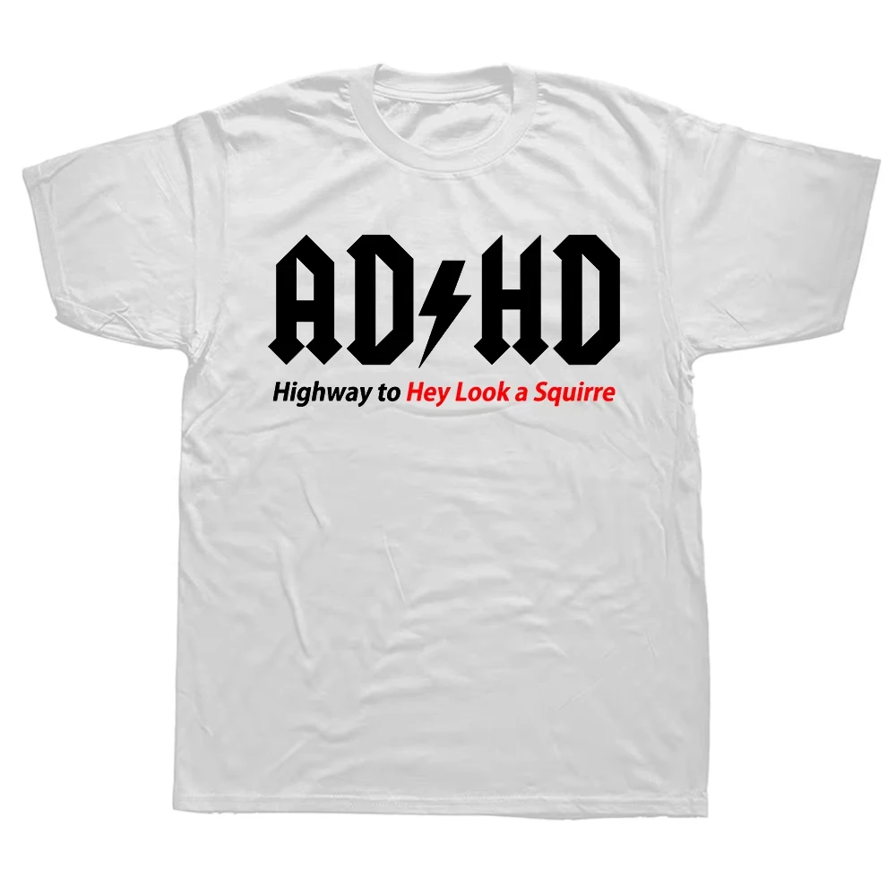 مضحك ADHD الطريق السريع إلى يا تبدو السنجاب الجرافيك تي شيرت الرجال النساء موضة عادية التي شيرت 100% القطن فضفاض المتضخم تي شيرت #6