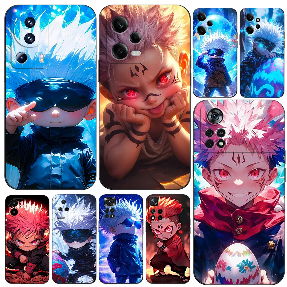 Black Tpu Case For Xiaomi 12 12T lite S X 11lite NE 11i 11T Pro 11A  Redmi 12C 10 10A 10C 5G cute mini Gojo Satoru