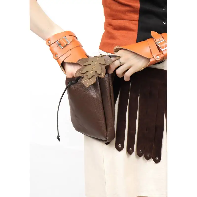 DAZCOS PU Leather Medieval Drawstring Belt Pouch Renaissance Retro Waist Bag Coin Purse for LARP Viking Pirate Gothic Accessory